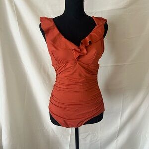 Ruffled Rust Swimsuit nwt